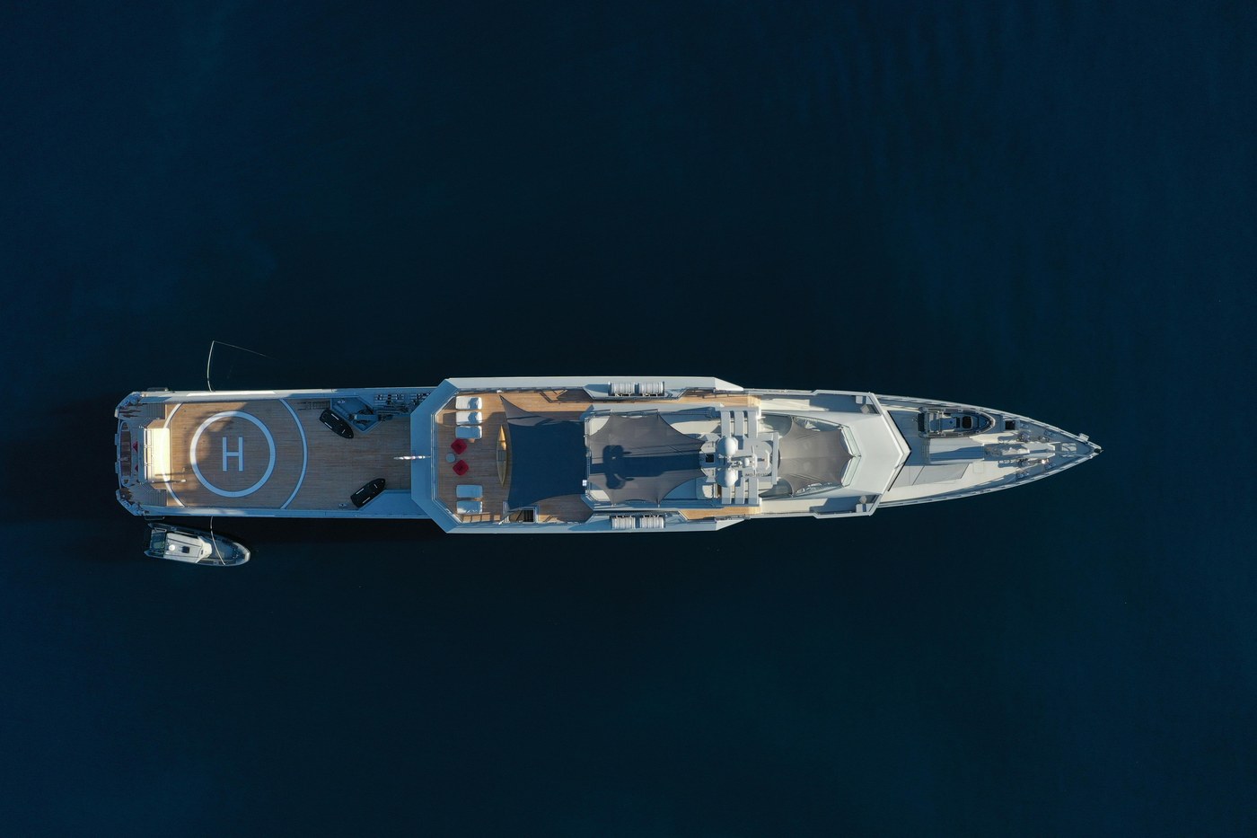 Aerial drone superyacht photography Florida from above